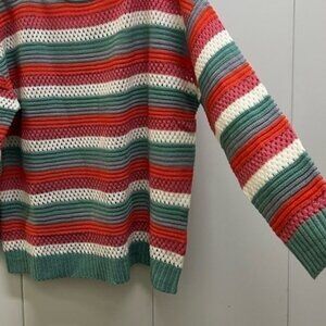 Colorful Plus Long Sleeve Crew Neck Knit Sweater